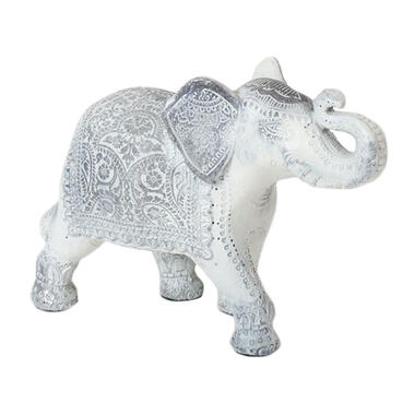 Beeldje - Indische olifant - wit - keramiek - 24 x 17 cm product