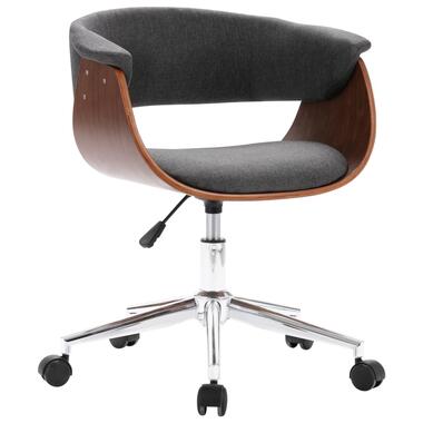 Leenbakker VIDAXL Kantoorstoel - draaibaar - gebogen hout en stof - grijs aanbieding