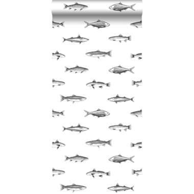 ESTAhome behang - pentekening vissen - wit en zwart - 0.53 x 10.05 m product