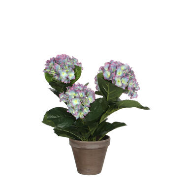 Mica Decorations Hortensia Kunstplant in Bloempot H40 cm Paars product