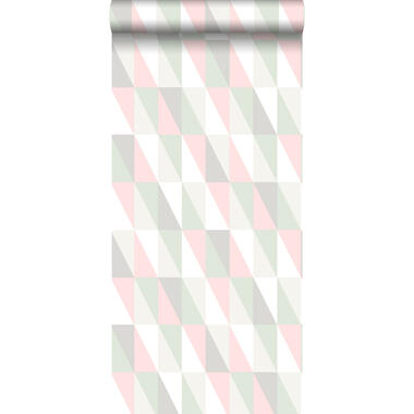 ESTAhome behang - driehoeken - roze en mintgroen - 53 cm x 10,05 m product