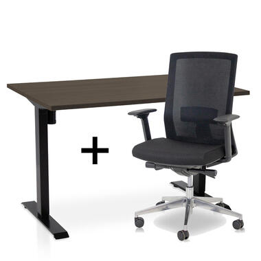 MRC EASY Set - Zit-sta bureau + bureaustoel - 120x80 - bruin eiken product