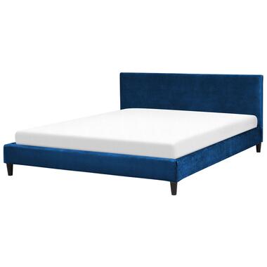 FITOU - Tweepersoonsbed - Blauw - 180 x 200 cm - Fluweel product