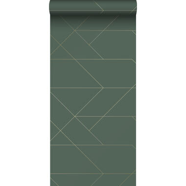 ESTAhome behang - grafische lijnen - groen en goud - 0.53 x 10.05 m product