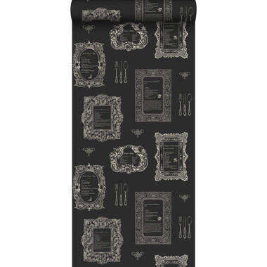 ESTAhome behang - recepten - zwart - 53 cm x 10,05 m product