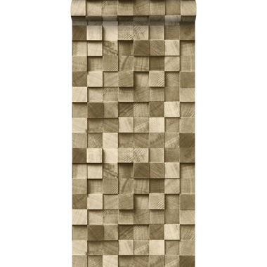 ESTAhome behang - stukjes hout - donker beige - 53 cm x 10,05 m product