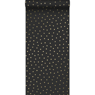 ESTAhome behang - kleine stippen - zwart en goud - 0.53 x 10.05 m product