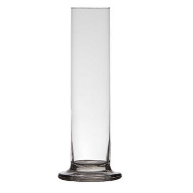 Bellatio Design Vaas op voet - smal - transparant glas - 6 x 25 cm product