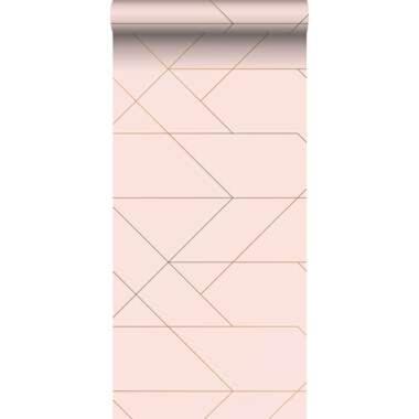 ESTAhome behang - grafische lijnen - roze en goud - 0.53 x 10.05 m product