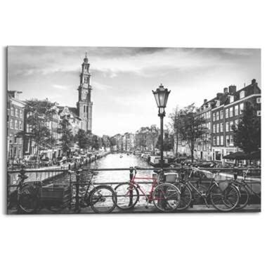 Schilderij Amsterdamse grachten - 60x90cm - Zwart-Wit product