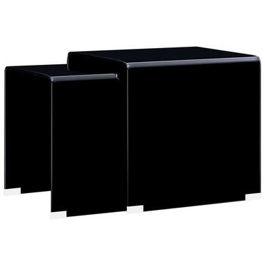 vidaXL 2-delige Salontafelset 42x42x41,5 cm gehard glas zwart product