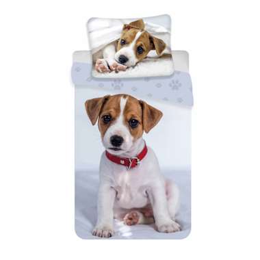 Animal Pictures Puppy - Dekbedovertrek - Eenpersoons - 140 x 200 cm - Grijs product