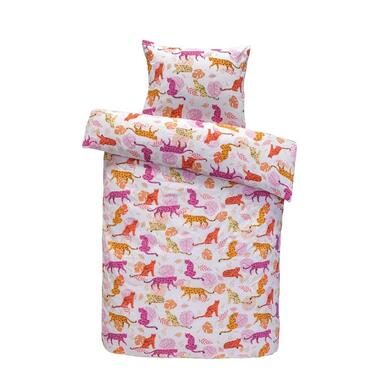 Comfort dekbedovertrek Fenne panter - wit/roze - 140x200 cm - Leen Bakker