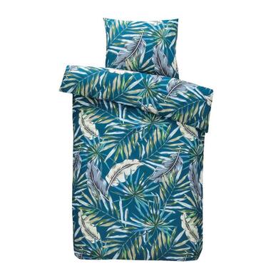 Comfort dekbedovertrek Jasmine botanisch - blauwgroen - 140x200/220 cm - Leen Bakker