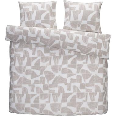 Leen Bakker Dekbedovertrek Chester - beige - 200x200/220 cm