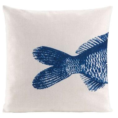 Sierkussen Fishy - blauw - 45x45 cm - Leen Bakker