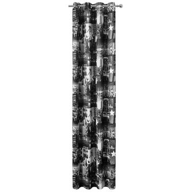 Gordijn New York - zwart/wit - 280x135 cm (1 stuk) - Leen Bakker