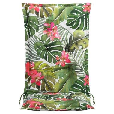 Le Sud tuinstoelkussen Tropical Flower - groen - 123x50x8 cm - Leen Bakker