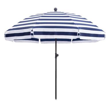 Strandparasol Deauville - blauw/wit - Ø200 cm - Leen Bakker aanbieding