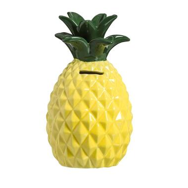 Leen Bakker Spaarpot Ananas - geel - 22xØ12,5 cm
