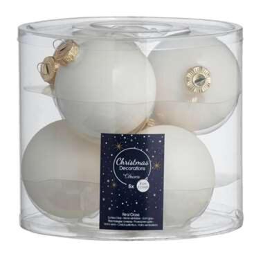 Kerstballen, 6 stuks - wit - Ø8 cm product