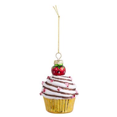 Kerstbal cupcake multicolor glas 10xØ7 cm - Leen Bakker