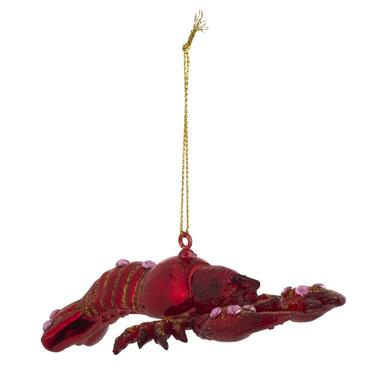 Leen Bakker Kerstornament Kreeft rood glas 3x7x13 cm