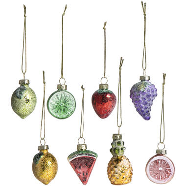 Kerst ornament fruit glas - 8 stuks product