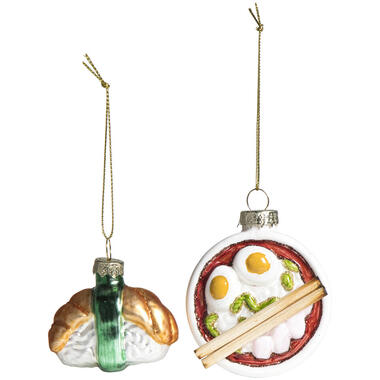 Kerst ornamenten Sushi en Pokebowl - glas - set product