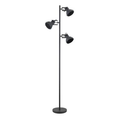 Vloerlamp Riga zwart metaal 3-spot 152xØ22 cm - Leen Bakker