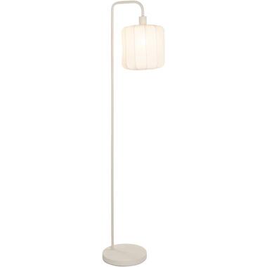 Vloerlamp Fenne - beige metaal/stof - E27 - 160x37x25 cm - Leen Bakker