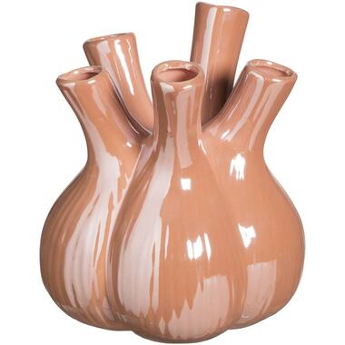 Vaas Tulp - peach - keramiek - 20xØ17 cm - Leen Bakker