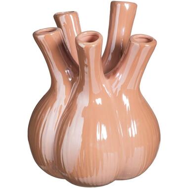 Leen Bakker Vaas Tulp - peach - keramiek - 28xØ22 cm