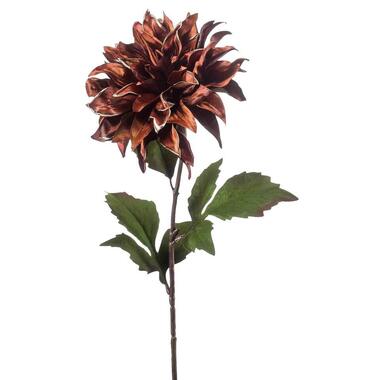 Kunstbloem Dahlia - bruin - 65 cm product