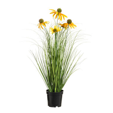 Kunstplant Zonnehoedje - oranje - 60 cm - Leen Bakker