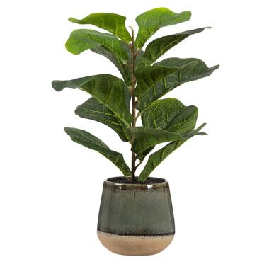 Leen Bakker Kunstplant Ficus in pot - groen - 50 cm