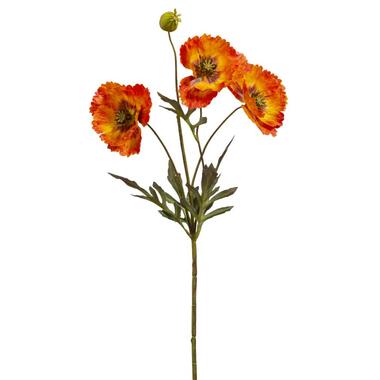 Kunstbloem Poppy spray - oranje - 68 cm - Leen Bakker