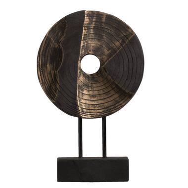 Beeld Harvest zwart/goudkleur hout 29x18x9 cm - Leen Bakker