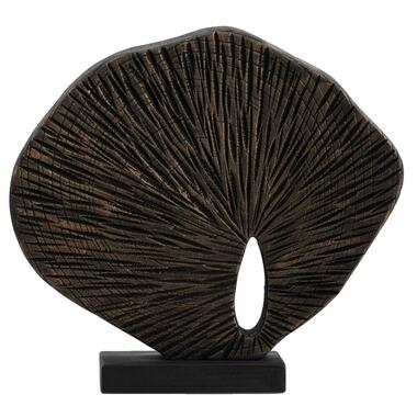 Beeld Jules - zwart/goud - hout - 26x28x6 cm - Leen Bakker