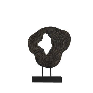 Beeld Storm - zwart/goud - hout - 38x28x8 cm - Leen Bakker