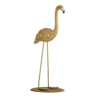 Ornament Flamingo - goudkleur - 20x10,5x8 cm - Leen Bakker