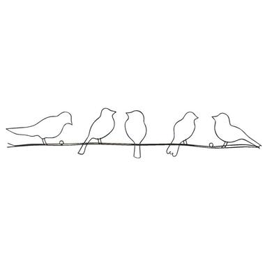 Wanddeco Metal Art Birds - zwart - 12,5x60x0,5 cm - Leen Bakker