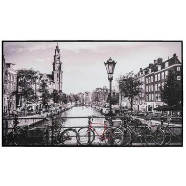 Schilderij Amsterdamse grachten - zwart/wit - 118x70 cm - Leen Bakker