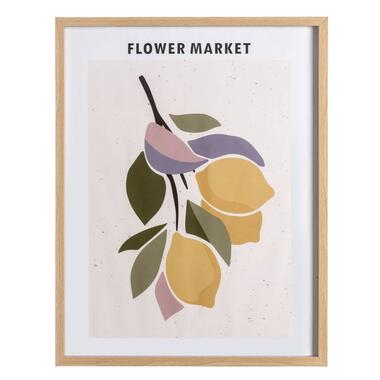 Leen Bakker Schilderij Lemon flower market - mdf - 45x35 cm