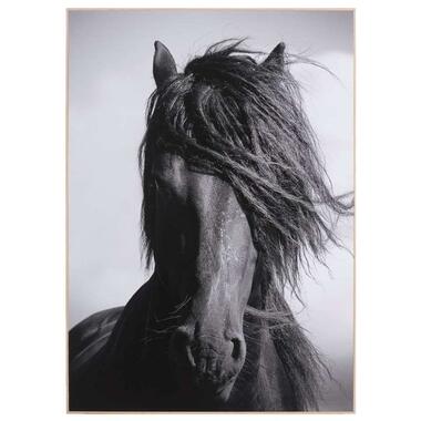 Leen Bakker Decopaneel Paard - zwart/wit - 70X50 cm