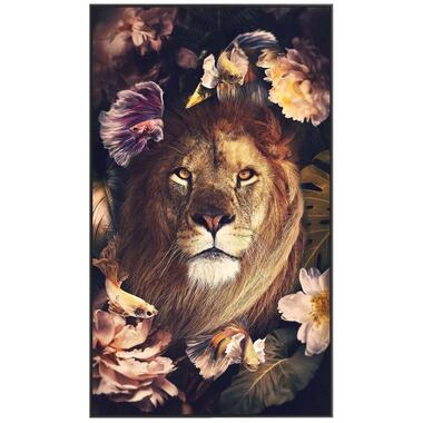 Schilderij Leeuw Met Bloemen - multikleur - 118x70 cm product