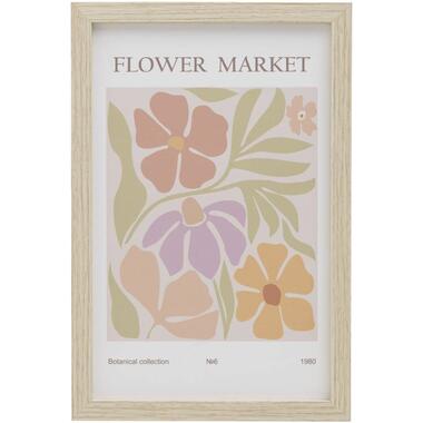 Leen Bakker Poster Flower Market - MDF/glas - 30x20 cm