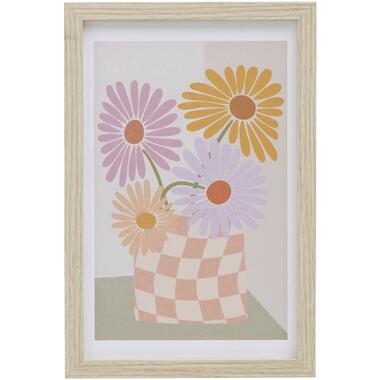 Leen Bakker Poster Flowers - MDF/glas - 30x20 cm