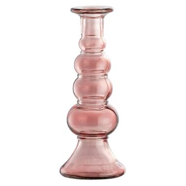 Kandelaar Charly roze glas 22xØ9 cm - Leen Bakker