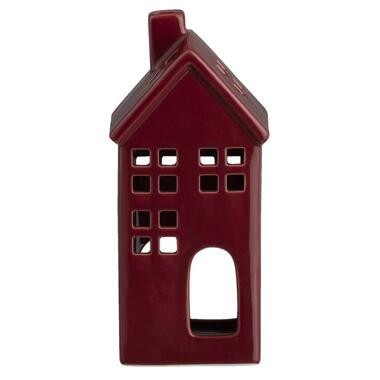 Waxinelichthouder Huis - rood - 17,5x8x7 cm - Leen Bakker